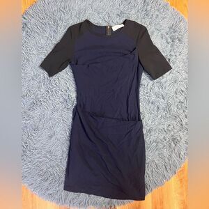 ALC Navy Black Mini Bandage Wool Dress Raglan Sleeve Size 8